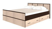 Кровать САКУРА 1,4м с ящиками, Венге/Лоредо